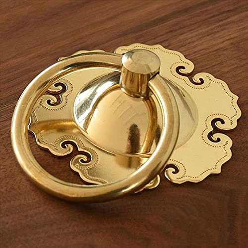 MMQGQ store Türklopfer Antiker Messing Türklopfer, Chinesischer Reiner Kupfer Türgriff, Retro Holztür Dekoration Zubehör(Size:21cm Diameter)