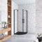 90x90x195 cm Box Doccia Semicircolare Doppia Porta Battente Saloon Vetro 6mm Temperato Trasparente Easyclean, Barra Stabilizzatrice e Telai in Nero Opaco