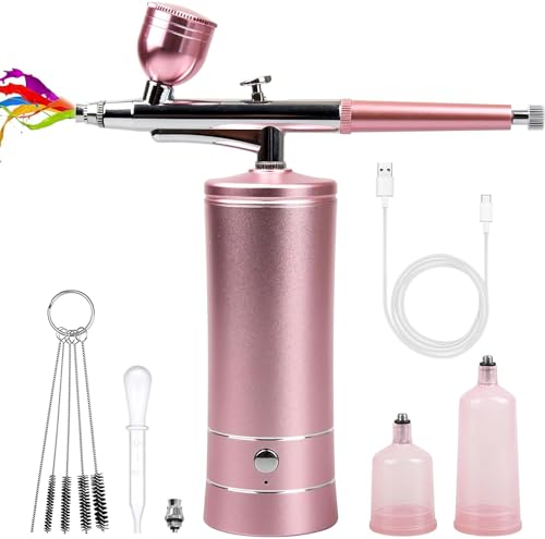 Airbrush-Kit Rechargeable Cordless Airbrush Compressor -Auto Handheld Airbrush Gun, Airbrush Set Portable Wireless Air Brush for Barber, Nail Art, Cake Decor, Makeup, Model Painting