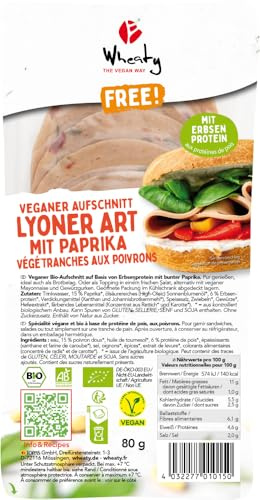 Veganer Bio-Aufschnitt Lyoner Art mit Paprika 6 x 80 g