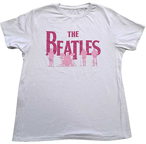 The Beatles T Shirt Band Silhouettes Logo Official Mens White XXL