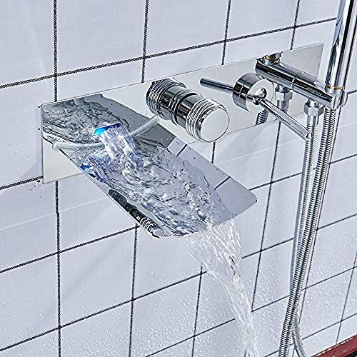 Robinet Cascade Baignoire Led Robinet De Douche Mural Bain Mitigeur Mitigeur Robinet De Douche Mitigeur De Douche À Main-Chrome marriage