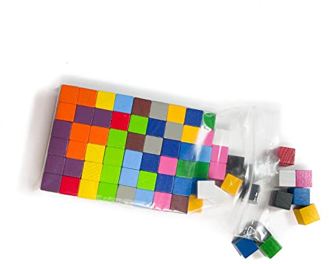 Spielsteine aus Holz für Brettspiele, Bunte Holzwürfel/Quader 12 mm (12x12x12), Made in Germany (15 Farben, 120 Würfel)