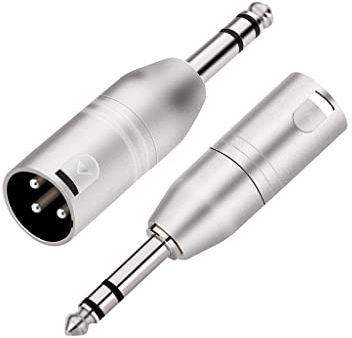 Mr. Gadget's Solutions XLR to Jack TRS Adapter, Balanced Female XLR to Quarter Inch 6.35mm Male Adapters - 2 Pack