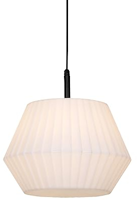 Qazqa - Moderne AußenHängelampe I Pendellampe I Pendelleuchte schwarz mit weißem Schirm 45,6 cm IP44 - Robbert I Außenbeleuchtung - Kunststoff Rund - LED geeignet E27