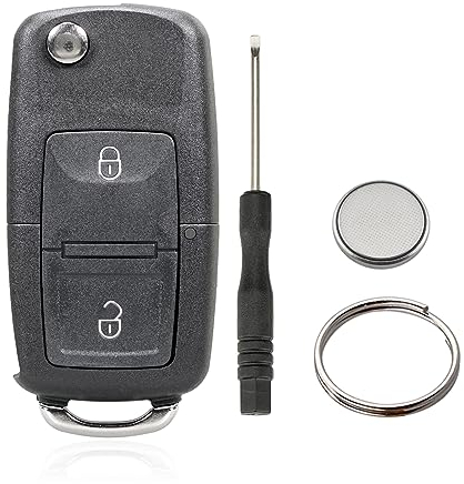 2 Tasten Schlüssel Fernbedienung Gehäuse für Volkswagen MK4 Bora Golf 4 5 6 Passat Polo Bora Touran (2 Tasten mit Batterie)