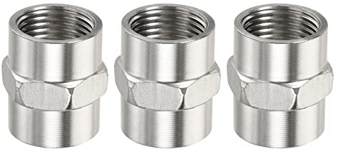 M METERXITY 3 Pack Rohrleitung Fitting Kupplung -Edelstahl G1/2 Silber | Buchse Sechskant Nippel Dichtes Verbindung, Buchse an Buchse, Anwendung Luft Kompressor