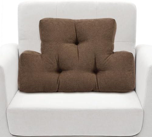 TANYOO Rückenkissen für Liege, Lendenwirbelstützkissen, weiches und flauschiges Rückenstützkissen, dickes Lendenkissen für Stühle, Liegen, Sofa, Couch und Bett zur Schmerzlinderung, Braun