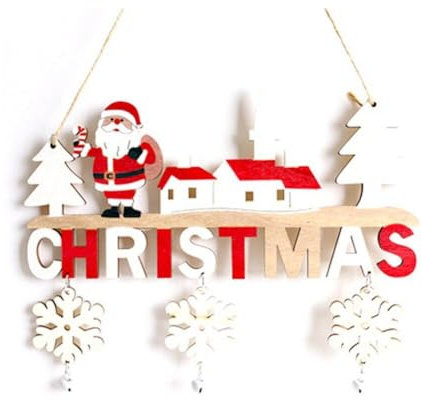 Weihnachtsdekoration Aus Holz, Hängeschild „Frohe Weihnachten“ Aus Holz, Weihnachtsschild, Schild Zum Aufhängen an Der Tür, Glocken, Weihnachtsschmuck, Für Drinnen Und Draußen,