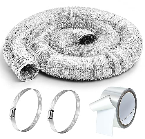Zonon 3 x 25 ft Dryer Vent Hose Flexible Aluminum Foil Ducting, Silver