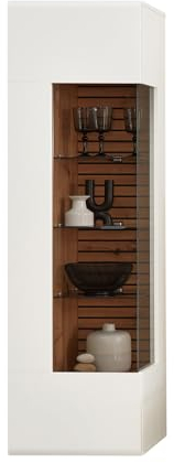 Lomadox Vitrine Hängevitrine, weiß mit Eiche