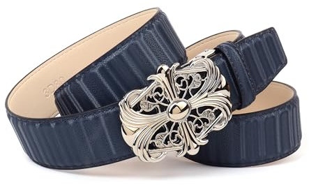 Anthoni Crown Damen Automatik Ledergürtel Gürtel, Dunkelblau, 105