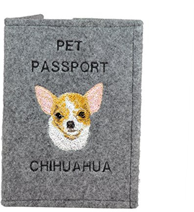 Art-Dog Hundepasshülle - Handgefertigte Filzhülle mit gesticktem Muster - Tierärztliche Reisepasshülle für Hunde - 17x12,5cm - Chihuahua II