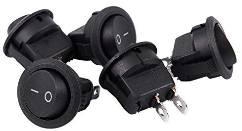 Booso 5 Stück SPST-Taste, schwarz, Ein-/Aus-Schalter, Kippschalter, 6 A/250 V AC, 10 A/125 V