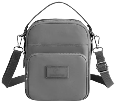 FAVORTALK Messenger Bag Damen Umhängetasche Wasserdicht - Messenger Bag Grau Handytasche mit Geldbörse zum Umhängen Nylon Leichte Handtasche Freizeittasche für Frauen,DJB00808