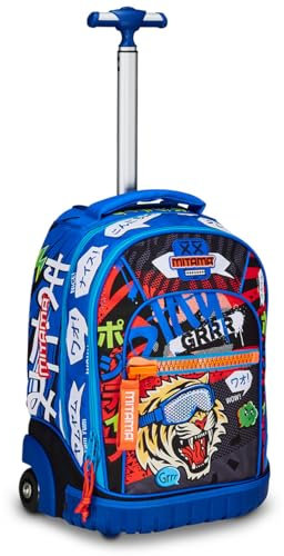 Mitama Trolley Run Schule Tiger Wild,Doppelfach, Blau, Grundschule und Freizeit, Kinder Jungen