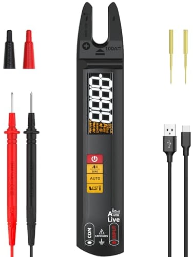 BSIDE U0 Mini Multimetro Digitale Completamente Automatico a Pinza Amperometrica Aperta AC DC Tester di Corrente Tensione Resistenza e Continuità Cercafase Ricaricabile con Sonda Prolungate