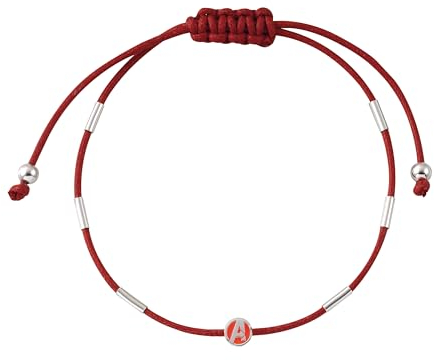 Marvel Armband Avengers – Anhänger aus Sterlingsilber mit roter Kordel für Kinder, 18 cm