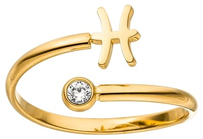 Purelei® Sternzeichen Ring Fisch (Gold) – Wasserfester Damenring aus langlebigem Edelstahl – Verstellbare Ringe von Größe 60 bis 66 – Modeschmuck für deinen individuellen Look