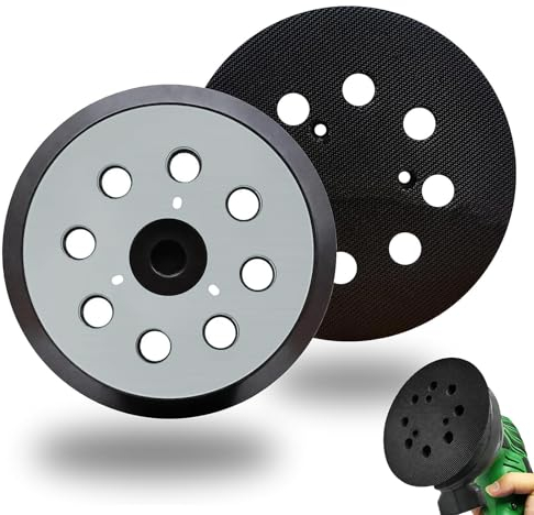 2 Pezzi 8 Fori Tampone di Ricambio per Nero Levigatrice, Riutilizzabile 5inch/ 125mm Tondo Platorello Duro Tampone, Gomma Premium Platorello Abrasivo con Gancio e Loop per Compatibilità Multipla