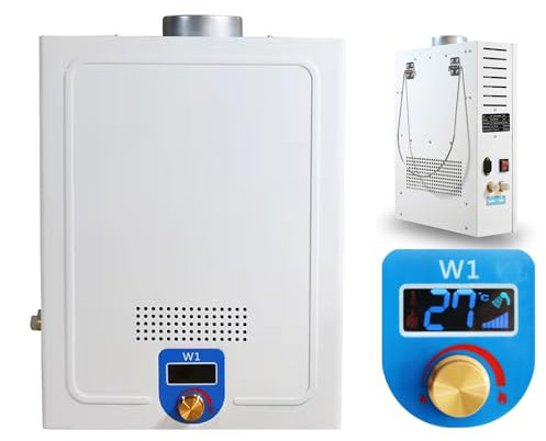 flatpincololee 12V Tankless Electric Water Heater, 3.6L Mini Instant Hot Water Heater, Diesel, LCD Screen Displays Water Temperature, Knob Adjustment, Max Fuel Consumption 1L/H - Camping - RV