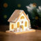 Marco Paul Wooden Light Up LED Village Scene House Pre lit Warm White Snow Flocked Christmas Tree Star Snowman Ornament Decoration Nordic Table Centrepiece Fireplace Xmas Gift 20cm