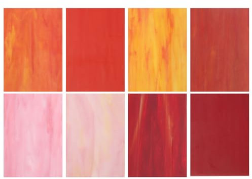 QUARKZMAN 8 Fogli Lastre Vetro Colorato, 100x150mm PMosaico di Vetro Varietà Piastrelle per Progetti Fai Da Te Decorazione Casa, Serie Rossa