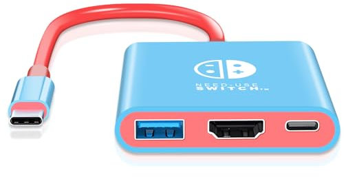 MaxRenard Switch Dock for Nintendo Switch Docking Station 4K Video Portable TV Adapter Connector for Nintendo Switch NS/OLED USB C to HDMI Travel Dock with USB 3.0 Plug & Play (Blue+Red)