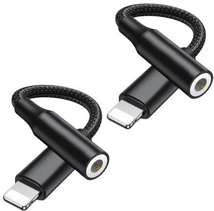 K-Tec Lot de 2 Adaptateur en Nylon Ultra résistant pour iphone vers Prise Jack 3.5mm/ Adaptateur pour Appareil et Casque Audio, Adapter pour iphone 7-8-X-11-12-13-14 Pro- ipad...