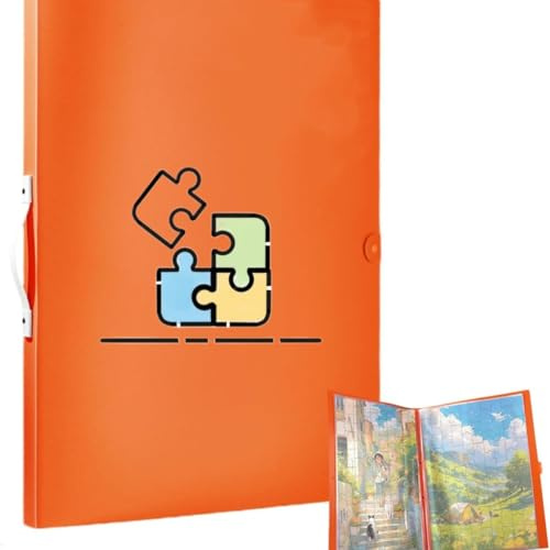 Kepuarm Puzzle Aufbewahrung,Puzzle Mappe 1000 Teile, Mit 20 transparente Taschen, Tragbar, Staubdicht und Schmutzabweisend, Puzzle Liebhaber Geschenke (Orange)