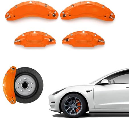 4pcs Car Wheel Brake Caliper Cover Stickers For Audi S6 2019-2023, Aluminum Brake Pads 3d Style Front Rear Exterior Body Kit With logo pattern,B Orange