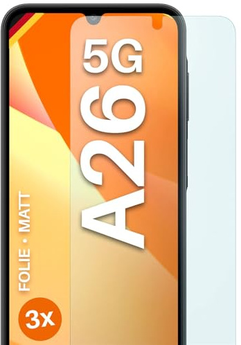 moex FlexProtect matte Schutzfolie für Samsung Galaxy A26 5G Displayschutz Folie matt gegen Reflexionen, Anti Reflex Handyfolie mit Sonnenschutz, Kompatibel mit jeder Handyhülle, 3 Stück