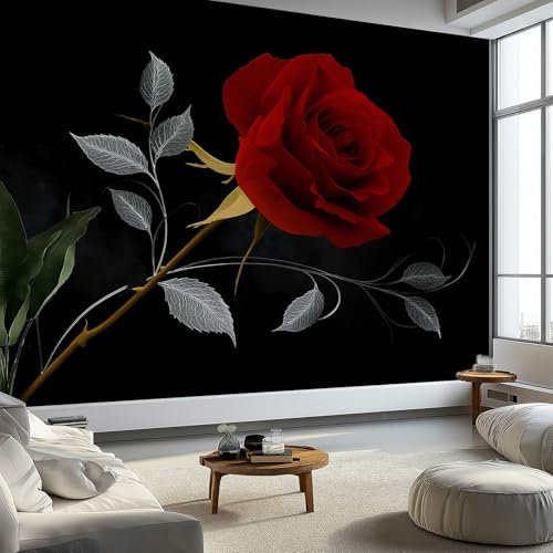 Generico Murales da Parete 3D Realismo Arte, Rose Fiorite Viti Carta da Parati Fotografica di Alta Qualità per Soggiorno e Camere da Letto 500 x 280 cm