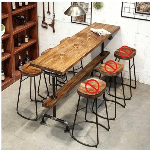 Massivholz-Bartisch, Hoher Tisch mit Metallgestell, 5 cm Dicke Industrielle, Pub-Tischplatte, Schmale, Lange, Hohe Tische für Küche, Wohnzimmer, Café (ohne Hocker),170x50x105cm