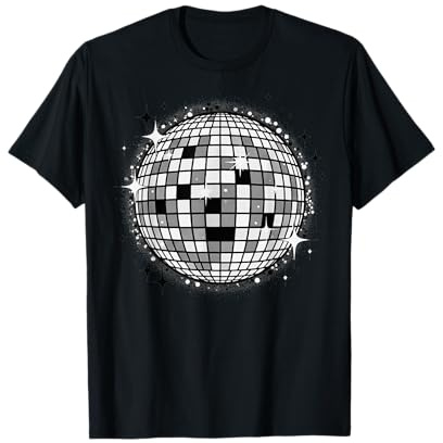 Schwarz-weißer Discokugel-Druck T-Shirt