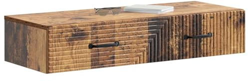 vidaXL Wandmontierter Beistelltisch Altholz 87,5 x 34,5 x 17 cm, Moderner, rechteckiger Wandorganizer, praktisches Stauraumwunder, Elegantes Regal, minimalistisches Design
