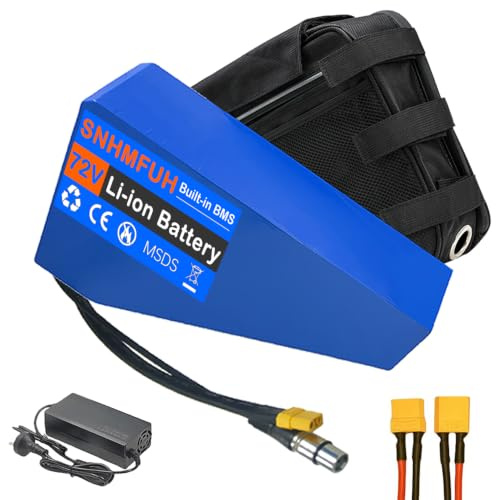 SNHMFUH 52V 60V 72V Batterie De Vélo Électrique 20Ah - 40Ah E-Bike Triangle Lithium Batterie avec Sac Triangle + Chargeur,pour Vélo De Ville/DIY/Montagne Moteur
