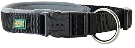 HUNTER Hundehalsung NEOPREN VARIO PLUS, Farbe: schwarz/grau, strapazierfähiges Nylon, weiche Neoprenpolsterung, stufenlos verstellbar, mit Zugentlastung, pflegeleicht, komfortabel, Größe: XL/2,5