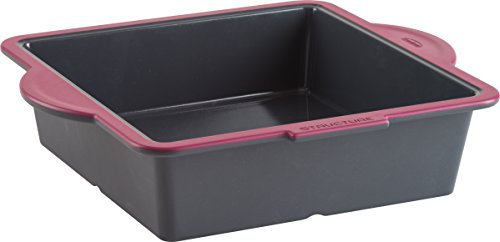 Trudeau Estructure 09914012 - Molde cuadrado para tartas de silicona, color gris y rosa