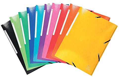 Exacompta 55829E 25er Pack Premium Einschlagmappe Iderama. Aus beschichteten Colorspan-Karton DIN A4 mit 2 Gummizügen und 3 Klappen farbig sortiert Sammelmappe Dokumentenmappe