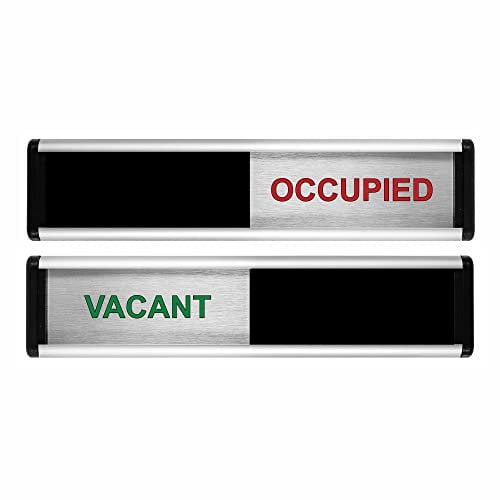 ViroDisplay® Vacant/Occupied Sliding Door Sign – Original Edition – 214 x 60mm – Anodised Silver Profile with Black End Caps – Self-Adhesive Fixing