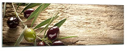 Panorama Bilder auf Glas 160x50cm Glasbild Oliv italien aroma diät Groß XXL Wanddeko Bild im Glas Schlafzimmer Küche Wandbilder Dekoration Wohnzimmer Modern Wand Kunstdruck Art GAB160x50-2420