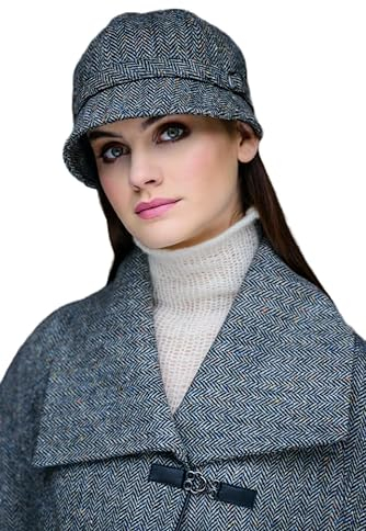 Mucros Weavers Damen Flapper-Mütze aus Woll-Tweed, hergestellt in Irland, grau, Einheitsgröße