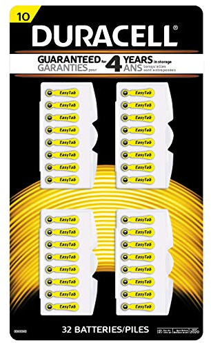 32pk Duracell Size 10 Mercury Free Zinc Air Hearing Aid Battery DA10B32ZM
