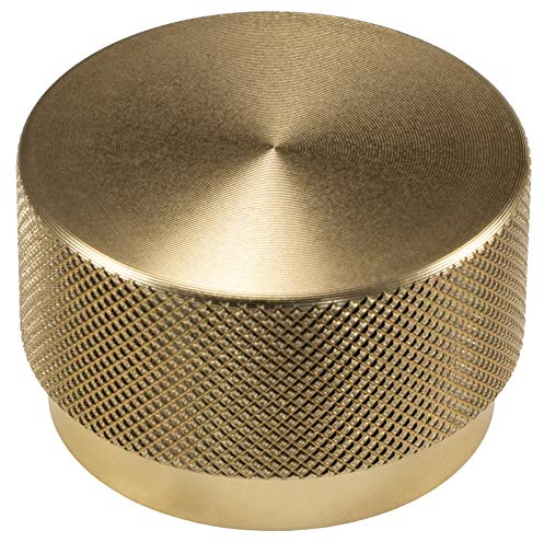Gedotec Türknopf rund Möbelgriff Messing poliert Schrankknopf Aluminium Möbelknopf Gold-Optik matt - GRAF BIG | Kommoden-Knopf für Schubladen & Schränke | 1 Stück - Möbel-Knauf Ø 50 mm mit Schrauben
