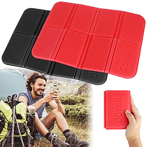 YUEYUAN 2 Pcs Faltbare Sitzkissen Tragbar Wasserdichtes Sitzkissen XPE Kissen Sitz für Outdoor Camping Park Picknick (1 Rot + 1 Schwarz)