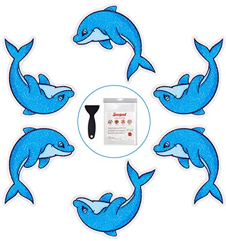 Secopad rutschfeste Delfin-Badewannen-Aufkleber, 20 Stück, Selbstklebende Aufkleber, Fäden für Dusche und Badewanne, mit Schaber