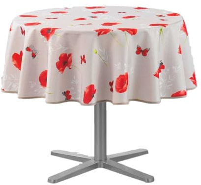 douceur d'intérieur, Nappe Ronde (Diamètre 180 cm) Sweet Poppy, Polyester Imprimé