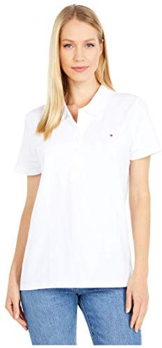 Tommy Hilfiger Women's Short Sleeve Classic Polo Shirt S/S CORE, White, Small