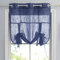 PONY DANCE Kitchen Curtains for Window - Semi-Sheer Decorative Roman Blind for Bedroom Tie Up Shades Short Window Covering, 42 Wide by 54 Long, Navy Blue, Set of 1